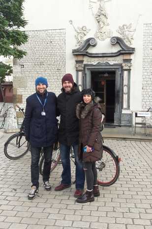 Krakow People with a guide during bike tour