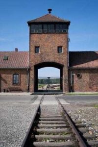 Entrance to death camp Birkenau